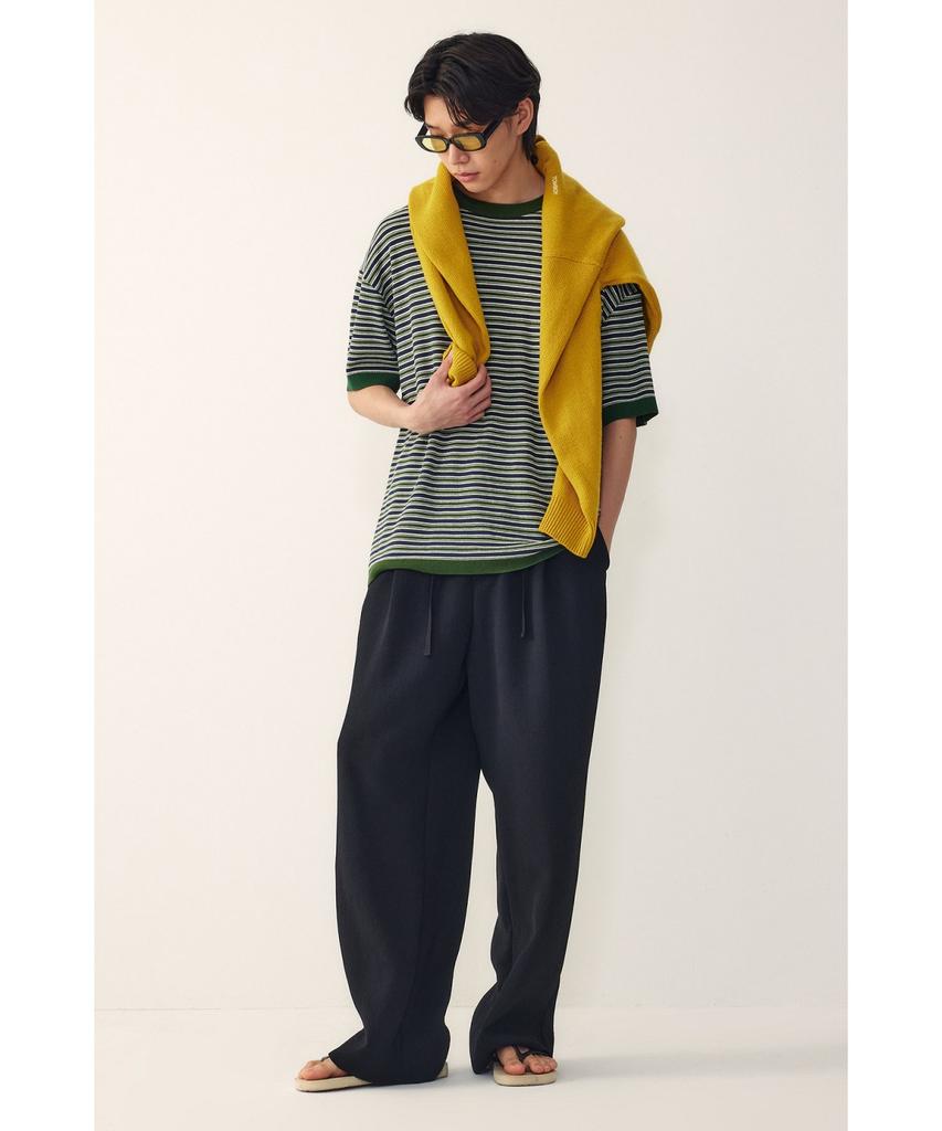STUDIO TOMBOY [Men] Round Neck Striped Short Sleeve Knit_Green 9156252211