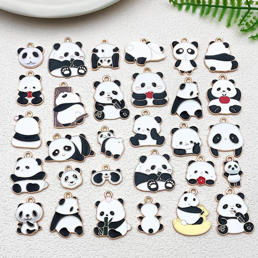 Panda Bamboo Oil Drop Alloy Earrings & Keychain Pendant Jewelry - Chinese Style Accessories