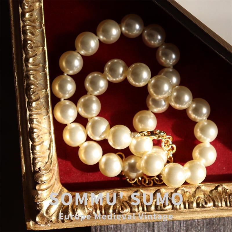 Necklace Muse Tahitian Shijia Nanyang gold, Australian white pearl same four-color high-quality set earrings