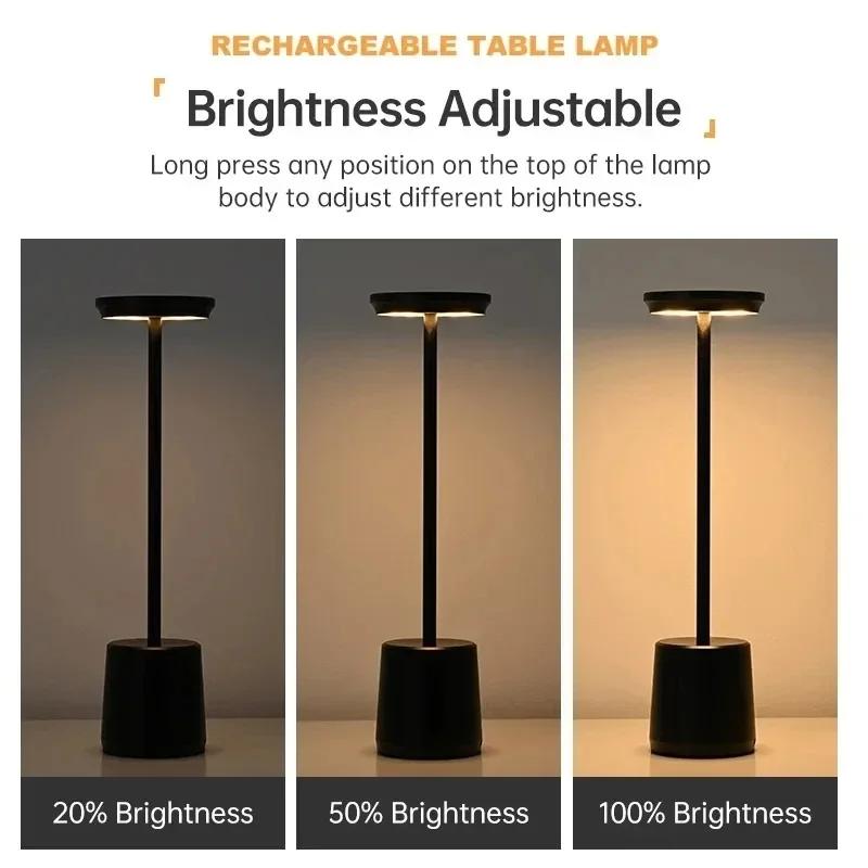 Touch Sensor LED Table Lamp Rechargeable Desk Lamp 3Colors Adjustable Bedside Creative Ambient Light Bar Room Decor Light