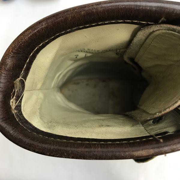 Leather 10-Hole Lace-Up Work Boots 70s-80s Vintage Size 7E 25.0 Brown Military Style(USED)