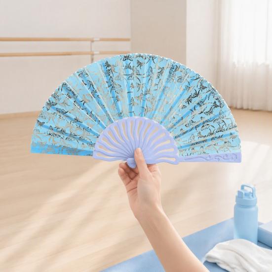 Compact Portable Fans Chinese Style Butterfly Folding Fan, Plastic Ribs Decorative Handheld Hand Held Summer Cooling Party Favors for Men Women