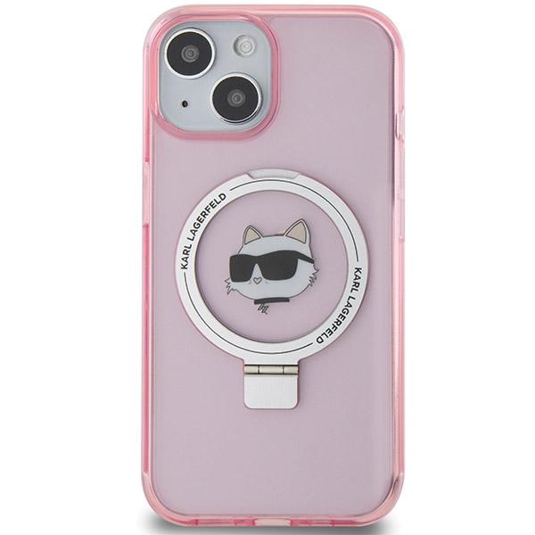 Karl Lagerfeld Klhmp15Shmrschp Iphone 15 / 14 / 13 6.1 Różowy/Pink Hardcase Ring Stand Choupette Head Magsafe