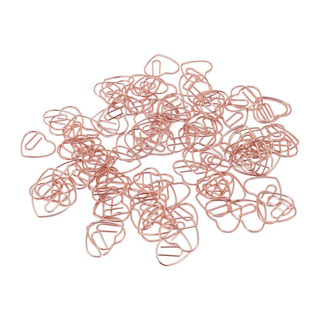 100Pcs Heart Shaped Paper Clips Iron Decorative Paperclips Set with Transparent Box for   School Household