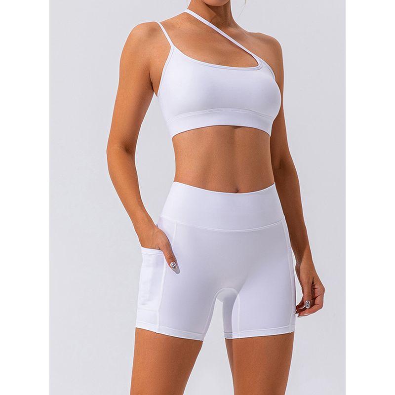 Sloping Shoulder Beauty Back Sports Underwear Women 2025 New Yoga Bra Running Outer Wear Gathered Sexy Workout Clothes Vest