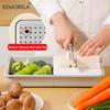 6-in-1 Vegetable Grater Set - Kitchen Multifunctional Grater Slicer with Drain Basket, Cutting Board for Fruits Salad Easy Clean