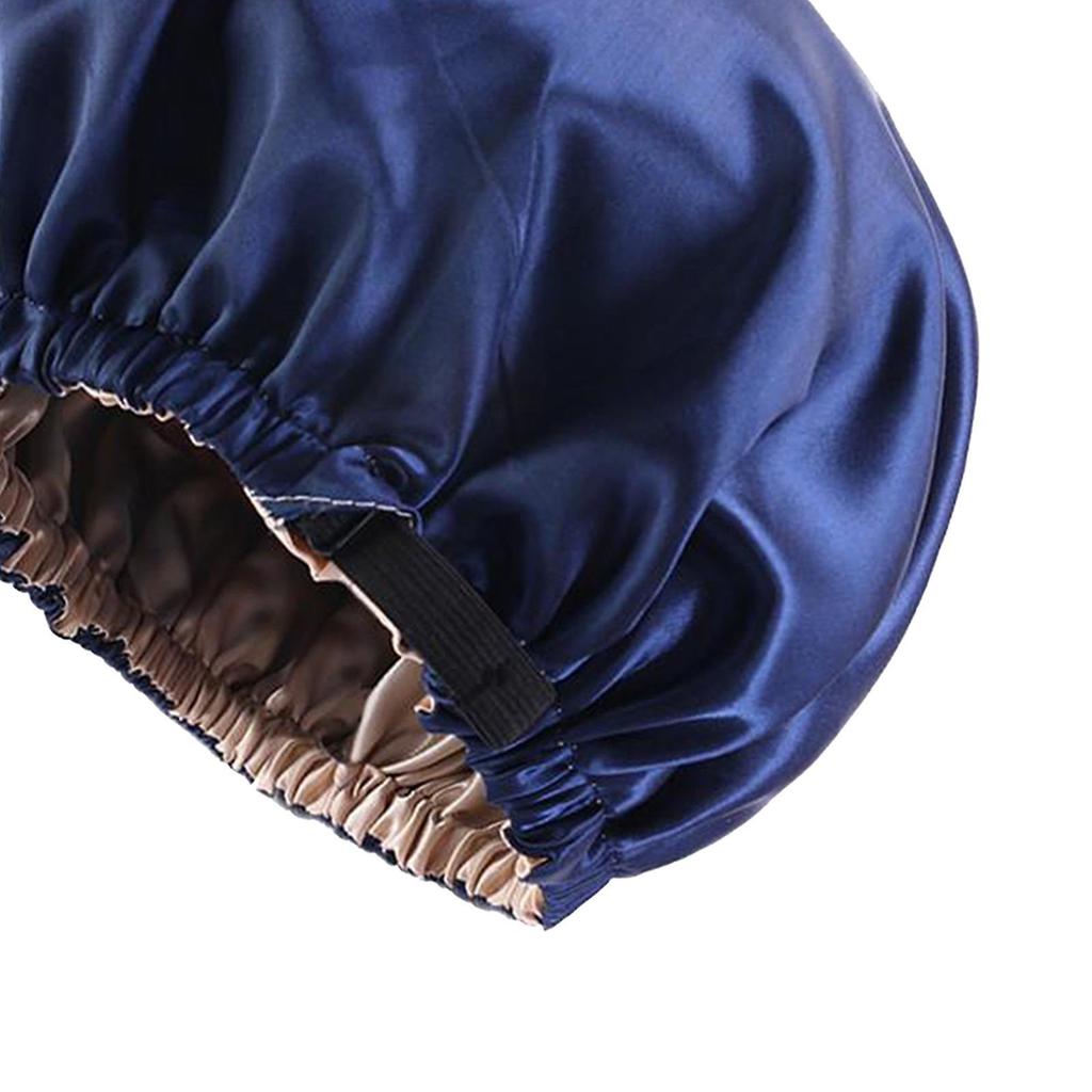 Satin Silk Bonnet Night Sleeping Cap Hat For Curly Natural Hair Navy Blue