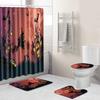 Halloween Shower Curtain Floor Mat Combination Four-Piece Set Bathroom Toilet Carpet Door Mat