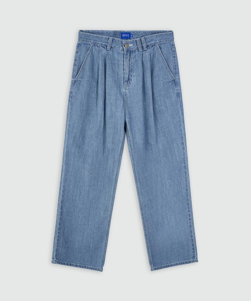 DECET [Summer Fabric] 2Pleats Wide Jeans Dcpt005Blue