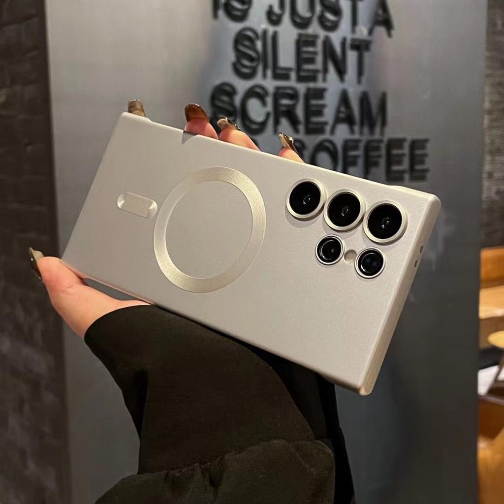 Suitable for Samsung S25 Frameless Magnetic Suction Mobile Phone Case S24Ultra Metal Paint Matte Skin Feeling Hard Cover Protective Cover