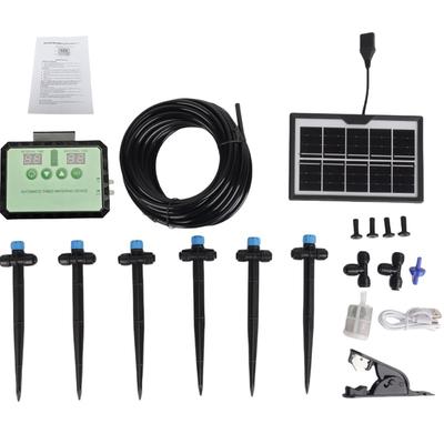 Sistem de irigare prin picurare solar automat pentru plante de interior, exterior, grădină, cu temporizator, colector de apă de ploaie, duză, kit