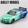 1/18 Skyline GTR R34 Modified Car Alloy Car Model Sound and Light Pull Back Children's Toy Collectibles Birthday Gift
