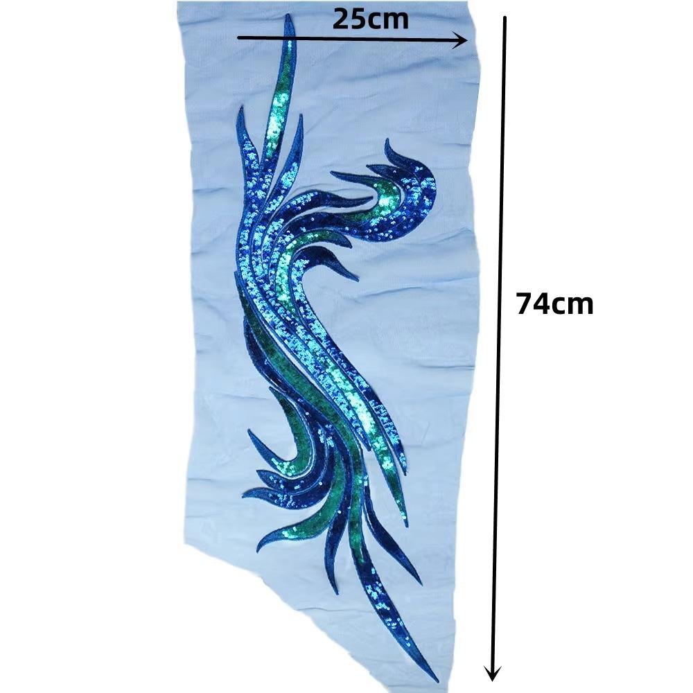 

Fashion Elegant Large Sequined Embroidery Patches 74CM Baroque Lace Fabrics Applique Embroidered Floral Patches DIY Craft