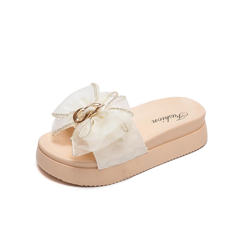 Factory Direct Supply New Slippers Women's Summer Fashion Outdoor Casual Sandals Rosette Thick Bottom Slipper