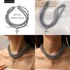 Cross Pendant Beaded Necklace With Geometric Style Handmade Chain For Men And Women