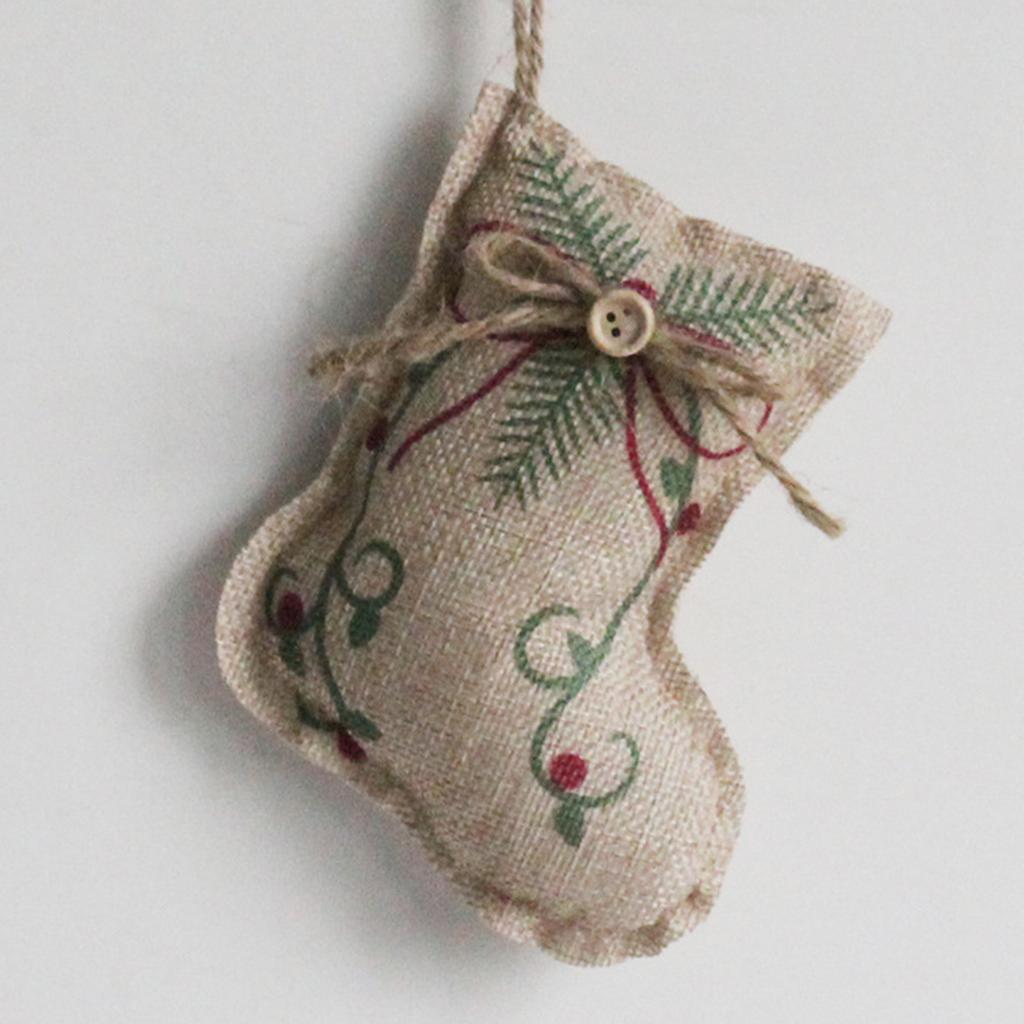New Christmas Linen Pendant Printed Five-pointed Star Christmas Tree Shopping Mall Decoration Small Pendant