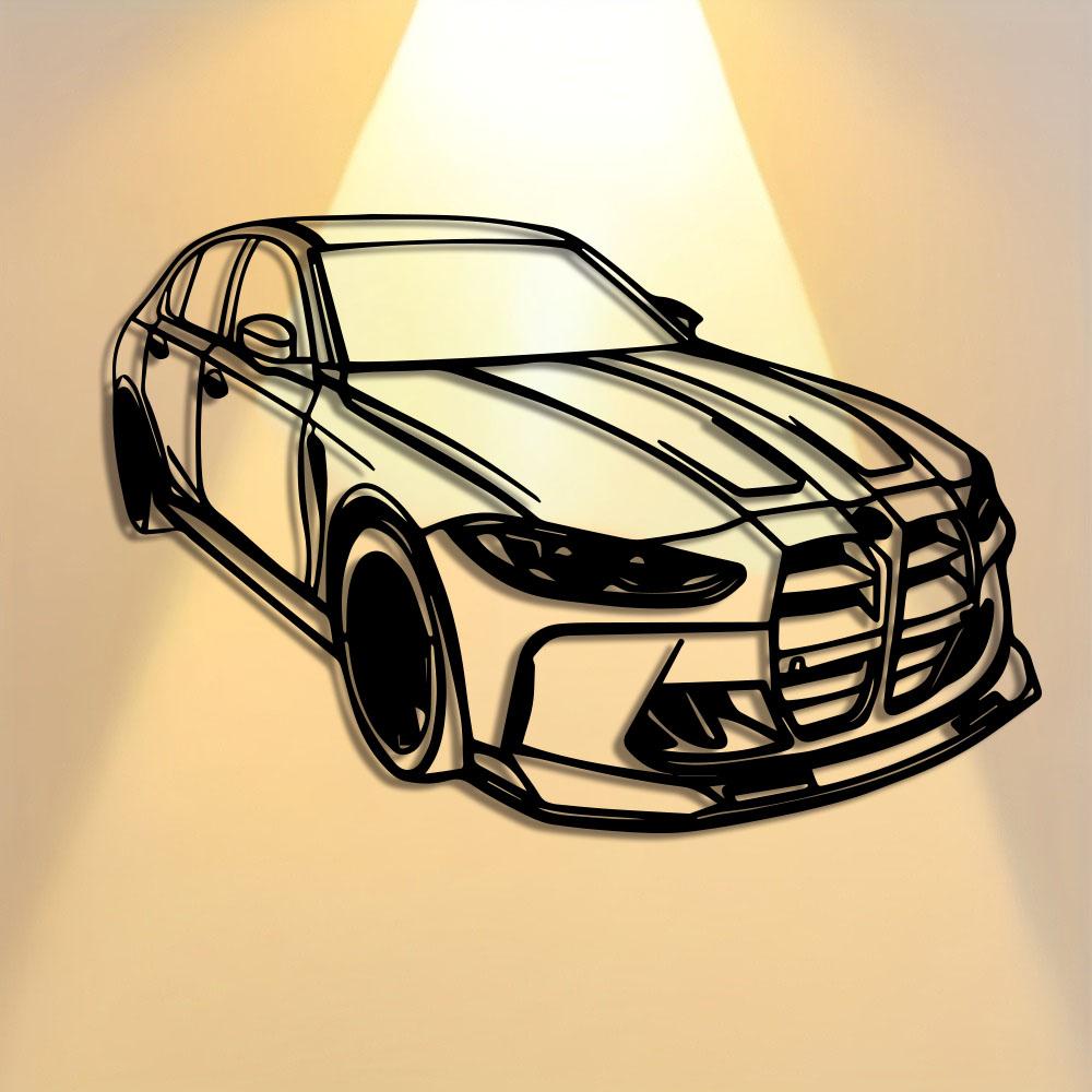 Modern Luxury Car 1pc Metal Wall Art - Sleek Black Iron Design with, Perfect for Office, Living Room, Bedroom, Terrace, Kitchen