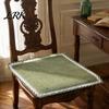 Cotton Linen Pads for Hard Chairs Chair Pad with Ties, Striped Plaid Mat Lightweight Seat Mats Lace Trim, Breathable Dining Office