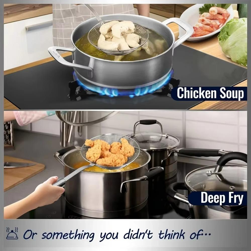 Double Round Stainless Steel Filter Mesh Thickened Multifunctional Frying Basket Colander Baking Cooking Tools Restaurant
