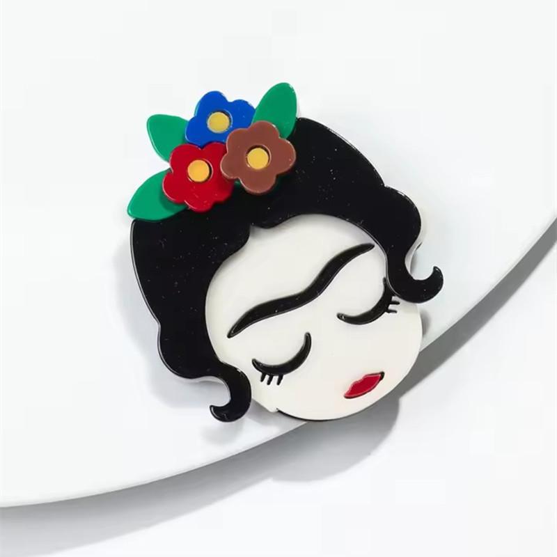 

New Cute Girls Figure Acrylic Brooches for Women Fashion Cartoon Resin Badge Pins Casual Jewelry Bag Clothes Accessories Gifts