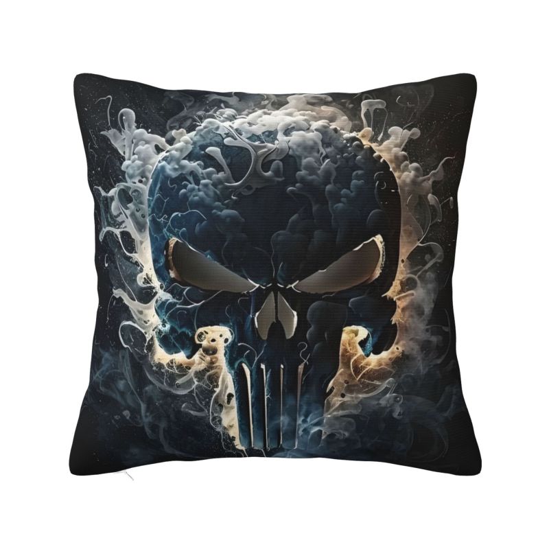 Luxury Marvel Super Hero Punisher Skull Cushion Covers Velvet Comics Film Pillow Case for Car Square Pillowcase Home Decorative 12x12Inch