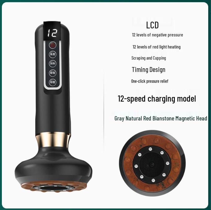 Smart Electric Guasha Cupping Device with Negative Pressure, Large Suction, and Bianstone Hot Compress