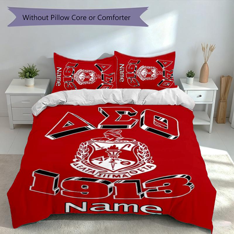3pcs Custom Name Delta Sigma Theta Set,Includes 1 Duvet Cover and 2 Pillowcases,All-season Bedroom Decor