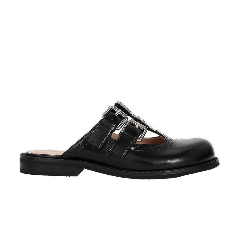 ! Shoes lowe * round head double buckle lazy bag head slippers women wear summer