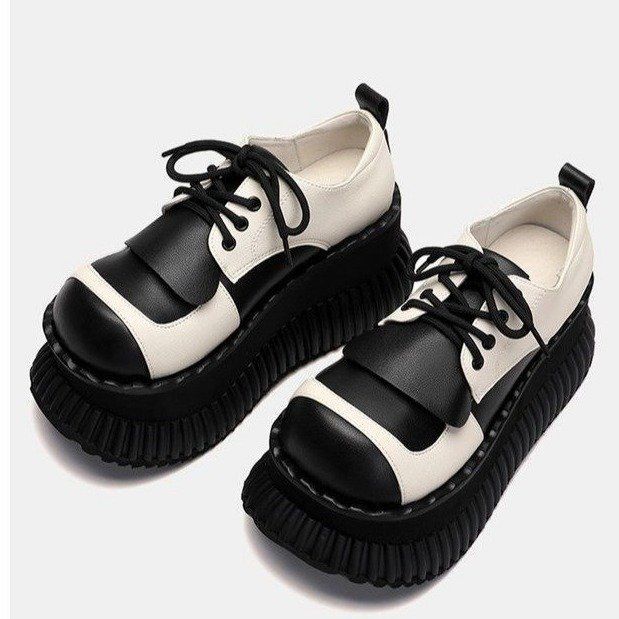 Fashion New Women Loafers Classic Platform Chunky Heel Black Ladies Pumps Female Mary Jane Derby Lolita Sweet Round Toe College Shoes