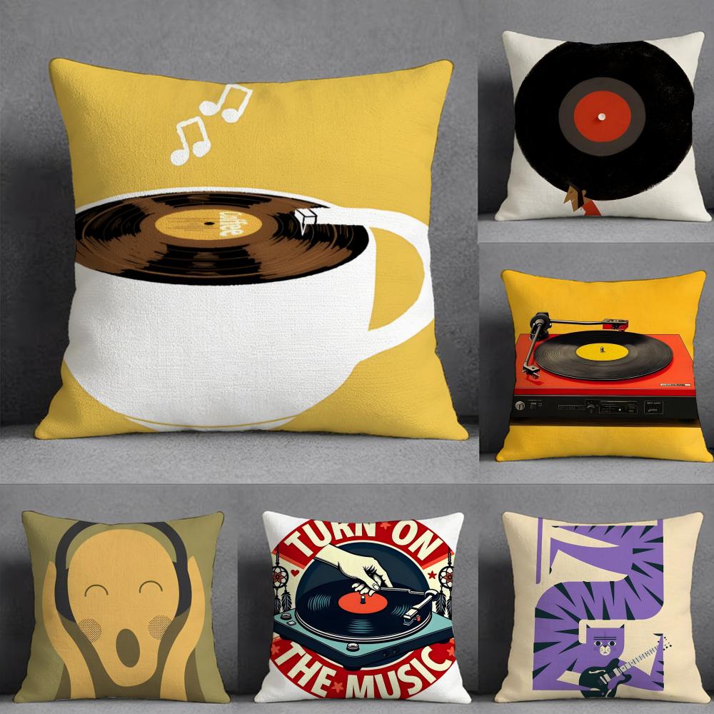 Simple Stylish Music Record Design Pillow Case Pillowcase Doublesided Printed Sofa Cushion Bedroom Headboard Pillow