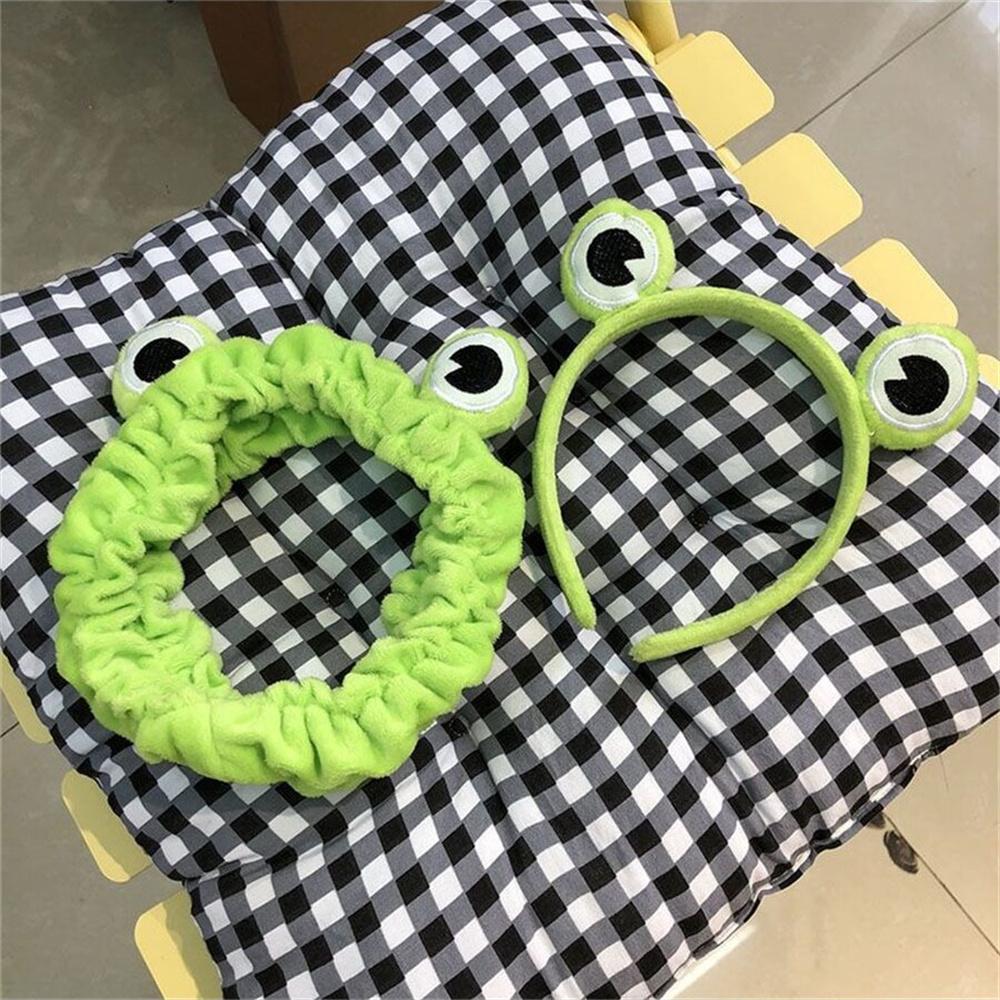 Cute Green Frog Headband with Hair Hoop for Washing Face Wide Padded Headband Skin Care Makeup Removal Shower for Women Girls