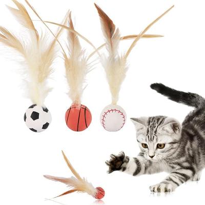 3PCS Cat Feather Ball Toys,Bouncy Balls With Feathers For Cats,Interactive Feather Ball Toy Set For Cats,Bouncy Tails Cat Toy For Indoor Cat Dog Pet