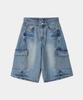 MAISON MINED Vestige Cargo Bermuda Pants Mid Blue