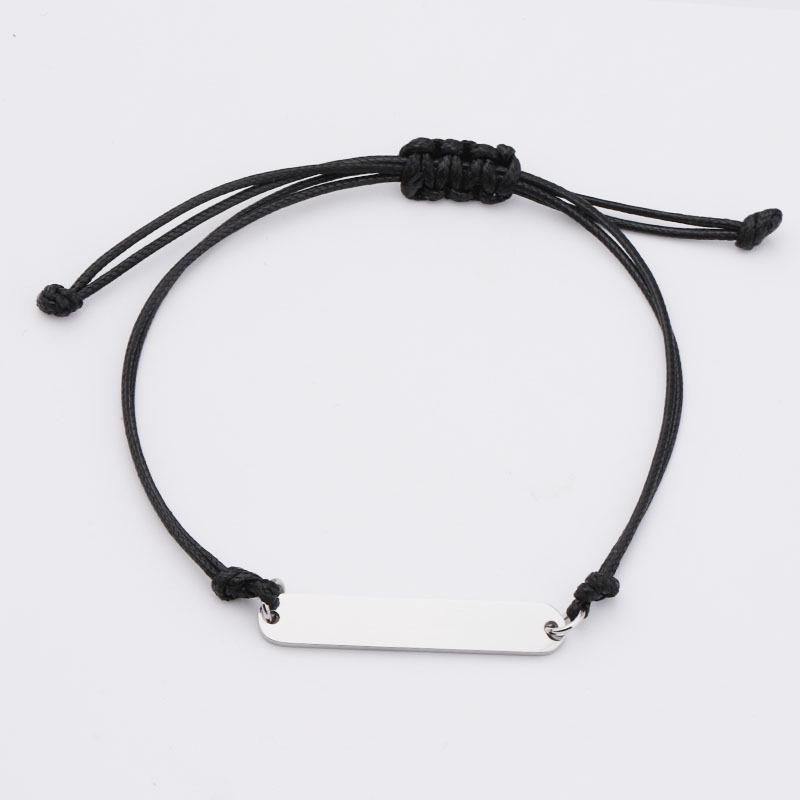 Engravable Geometric Stainless Steel Oval Woven Bracelet