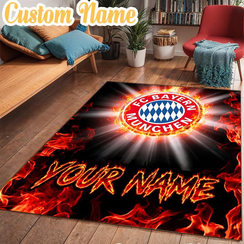 Custom Name Bayern Munchen Logo Design Rug Office Rug Chair Mat Non Slip Carpet Rugs for Bedrooms Dining Room Living Room Home Decor gifts