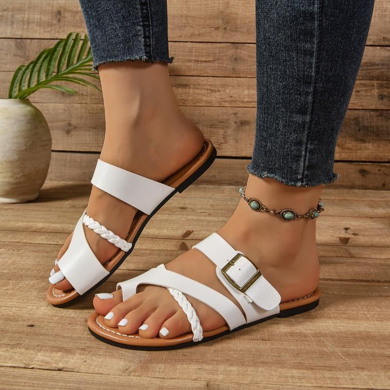 New Summer Plus Size Women's Toe Thong Fashion Flat Heel Casual Slide Sandals