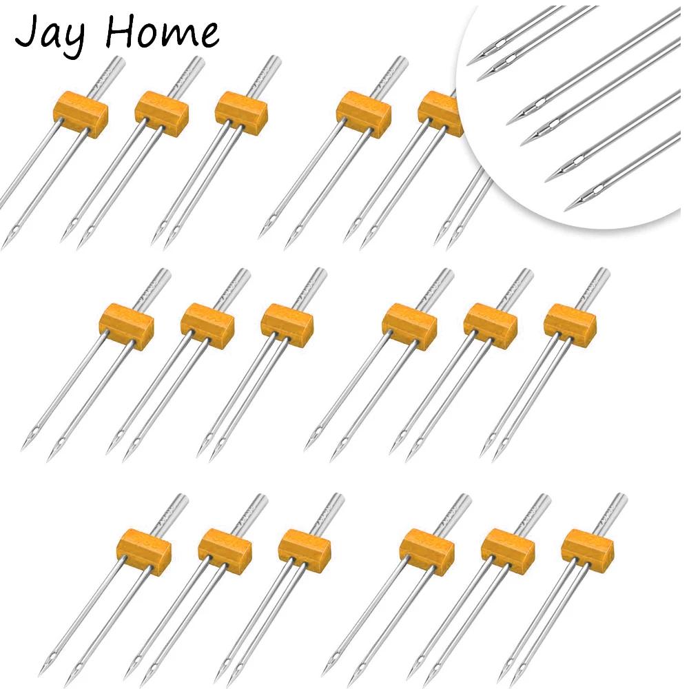 10PCS Sewing Machine Twin Needles Double Twin Needles Pins Twin Stretch Needles with Plastic Box for Household Sewing Machine