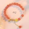 Graceful Charm Peach Blossom Bracelet: Red Agate & Pink Crystal for Women