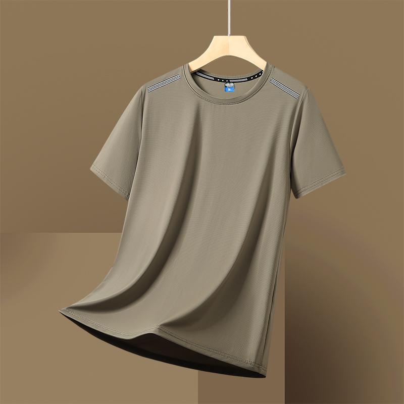 Summer Ice Silk Short Sleeved Men's Sports Short Sleeved Casual T-shirt Men's Outdoor Leisure Sports Quick Drying Short Sleeved T-shirt