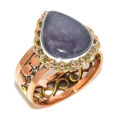 Natural Sunstone In Lolite Two Tone 925 Sterling Silver Jewelry Ring S.10 A9f15