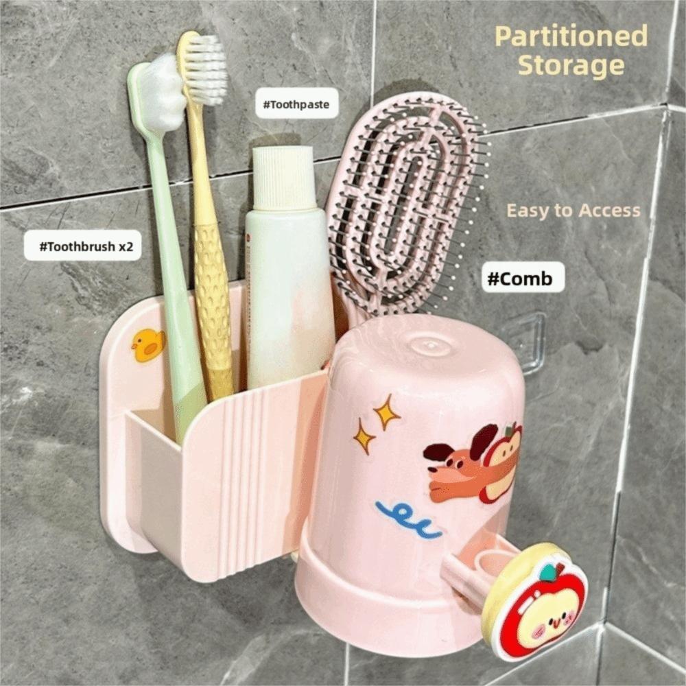 Multifunctional Toothpaste Holder with Mouthwash Cup Toothbrush Stand  Bathroom Accessories