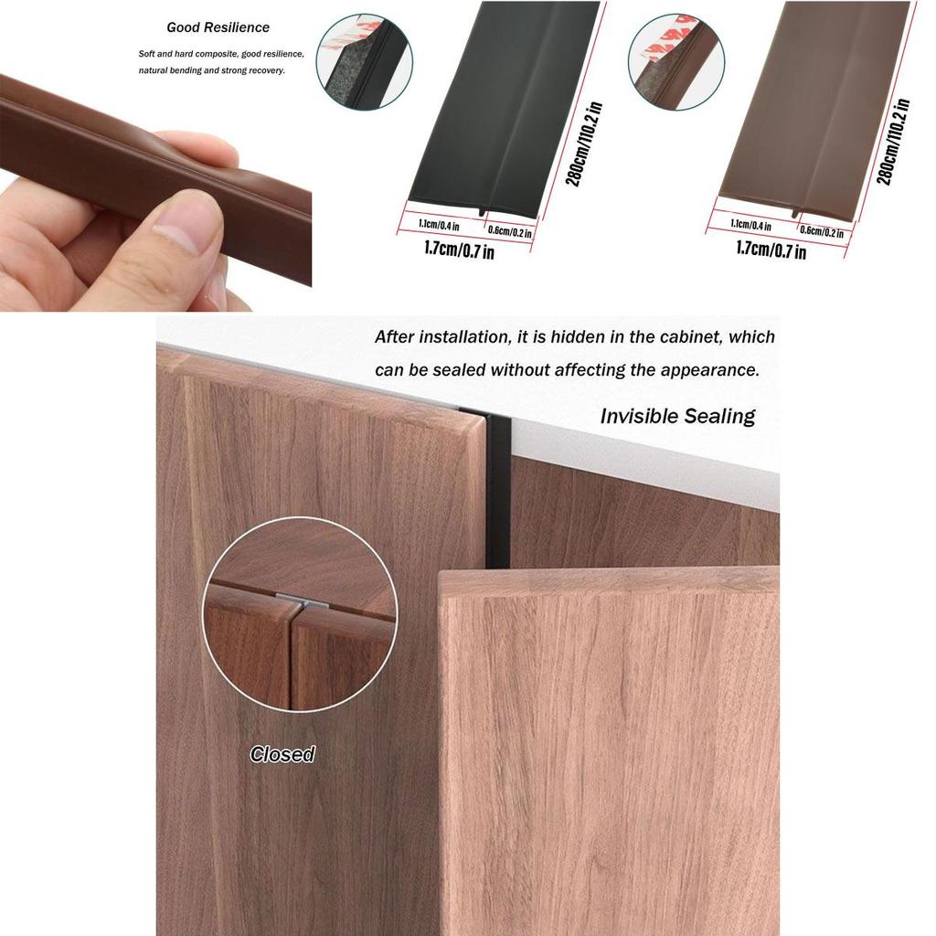 Wardrobe Dustproof Strip For Doors 2.8m Self-adhesive Pvc Material Double-door Tight Seal Moisture-proof Insect-proof