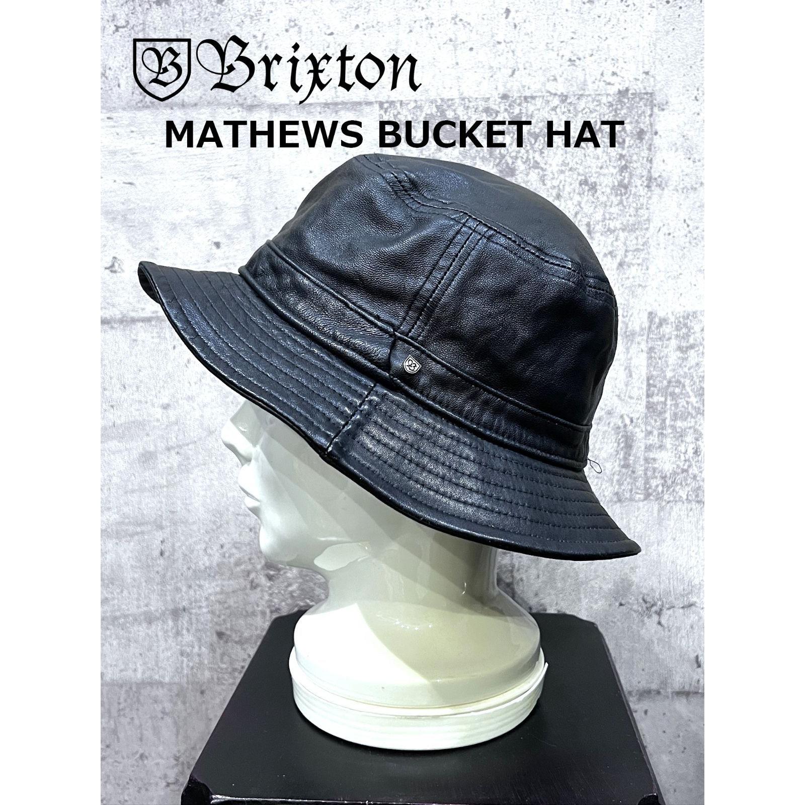 Used Good Condition Brixton Leather Hat MATHEWS BUCKET HAT Black M Brixton Leather Bucket