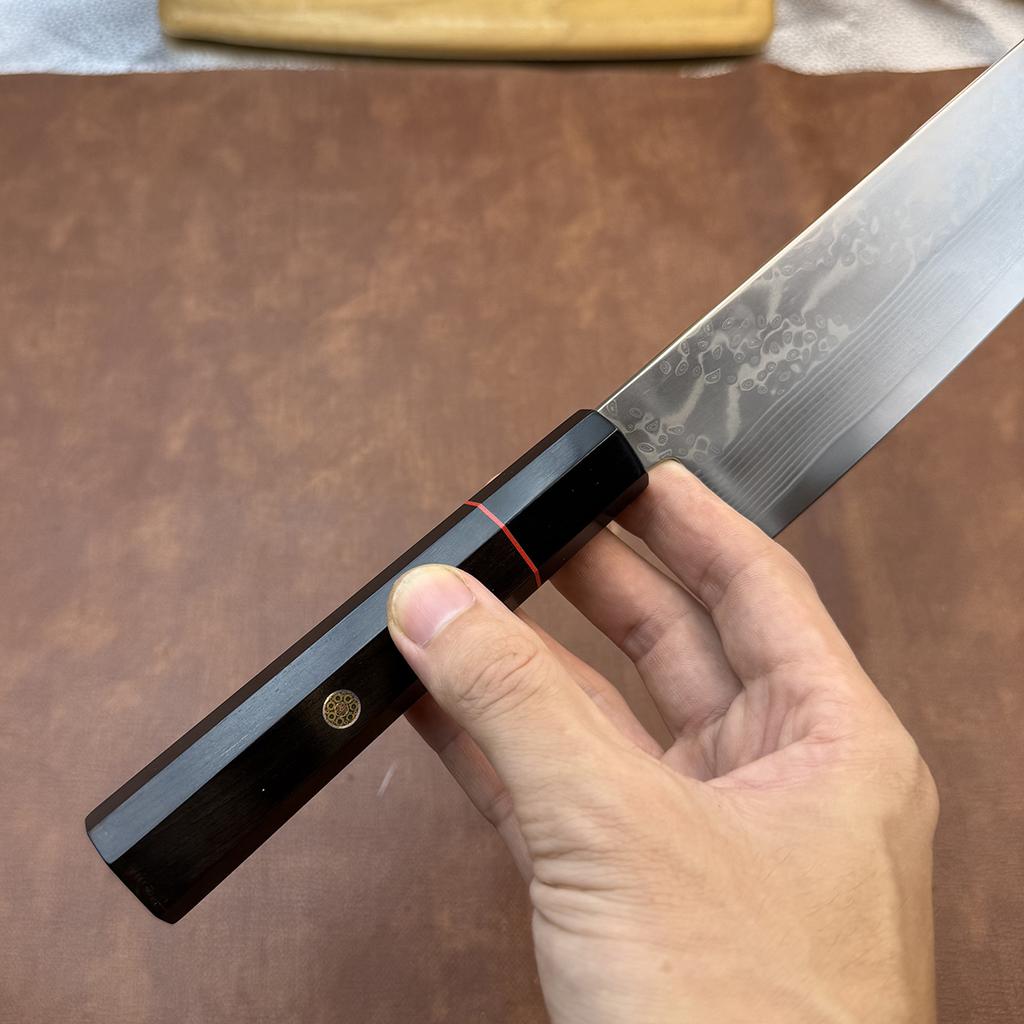 7 Zoll Deba Messer Einseitig geschliffene Klinge Damaststahl Ebenholzgriff Kochmesser zum Schneiden von Sushi Gemüse Hackmesser Sashimi Fleisch Küchenmesser