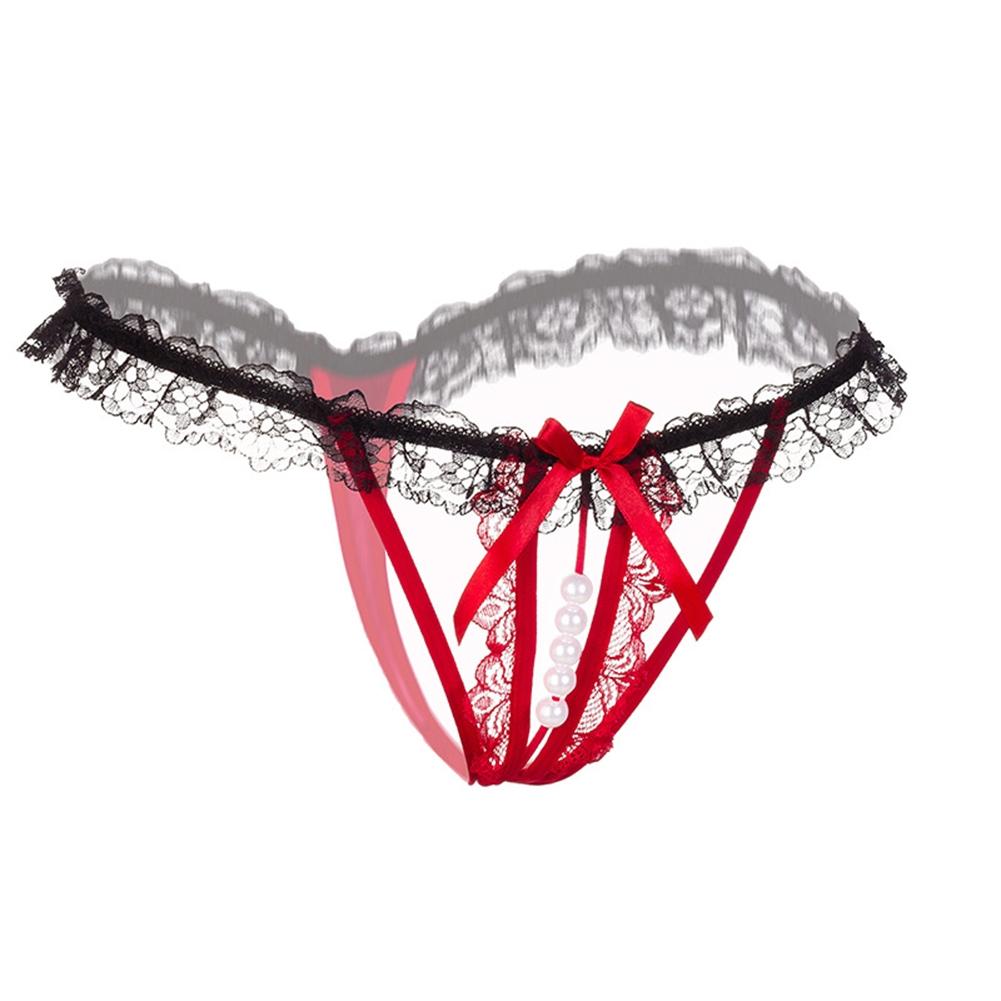 Lady Pierced Sexy Panties Temptation Lace Translucent T Underwear