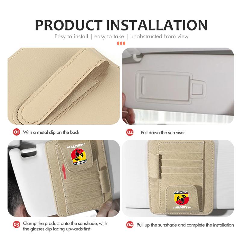 Car Sun Visor Multi-Pocket Glasses Holder Pen Holder Storage For Abarth Freemont Strada 500x Grande Punto Ducato Stilo Palio