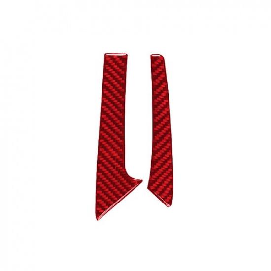 2pcs Red Carbon Fiber Car Central Handle Cover Sticker For Corvette C7 2014-