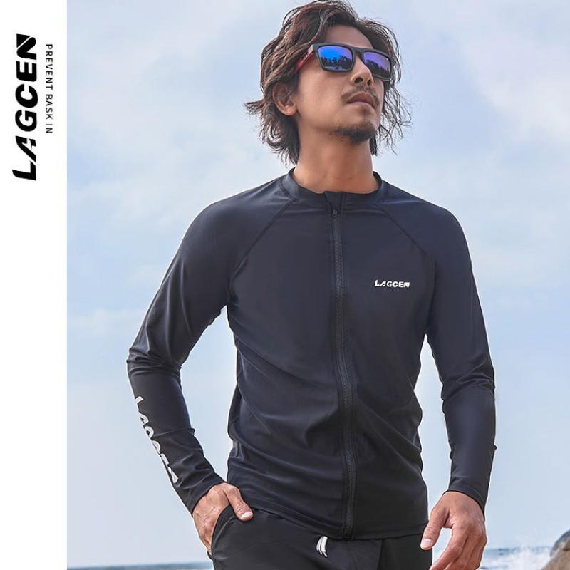 Mens Quick-Dry UV Protection Rash Guard Long Sleeve Swimwear Surfing Diving Swimming