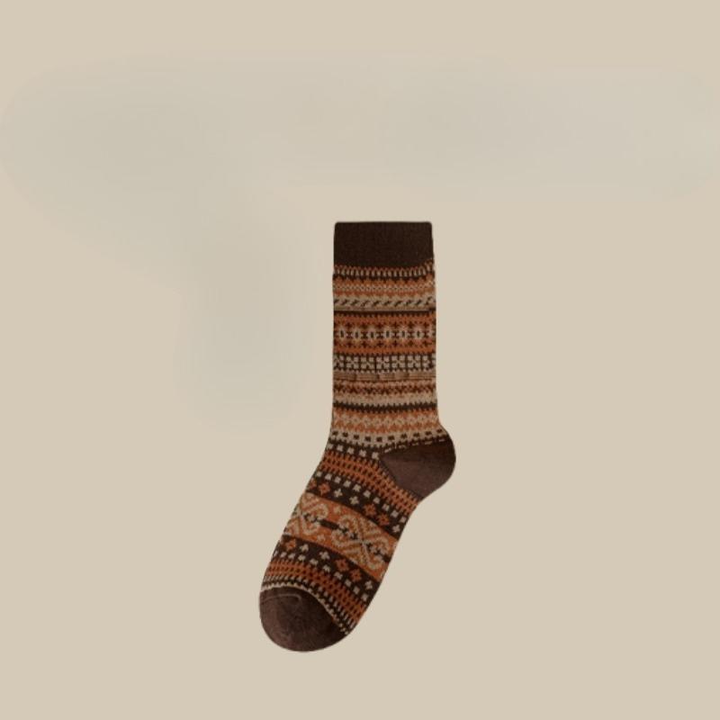

Женские осенне-зимние носки в стиле ретро, с национальным колоритом, из хлопка пике 1 pair кофейный