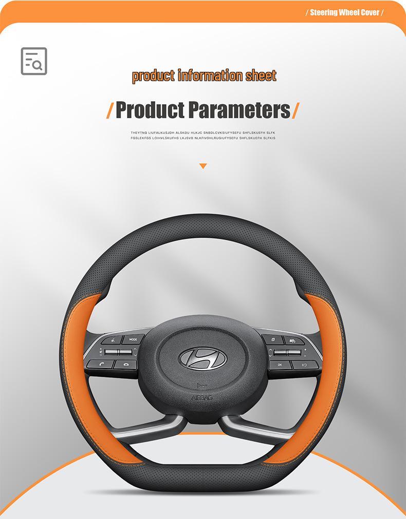 Ultra cienka Pokrowiec na Kierownicę ze Skóry Naturalnej do Hyundai Elantra, Tucson, Sonata, Santa Fe i Mistra.